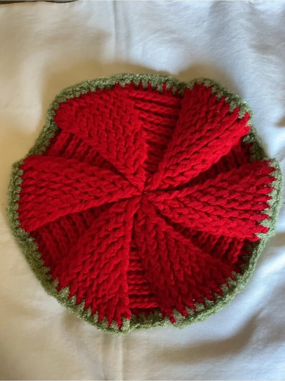 Handmade Red and Green Crochet Trivot